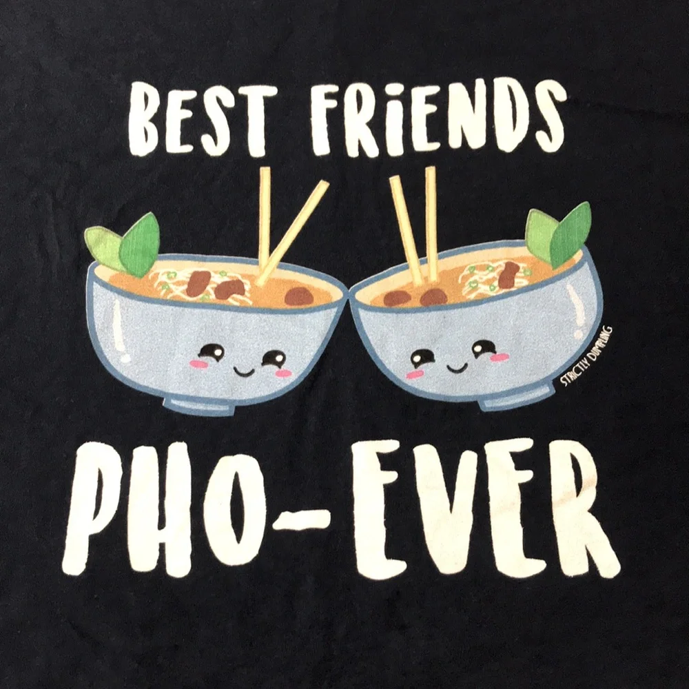 🍜 NEW Best Friends Pho-Ever Navy Novelty Tee T-Shirt, Size Large - Picture 2 of 6